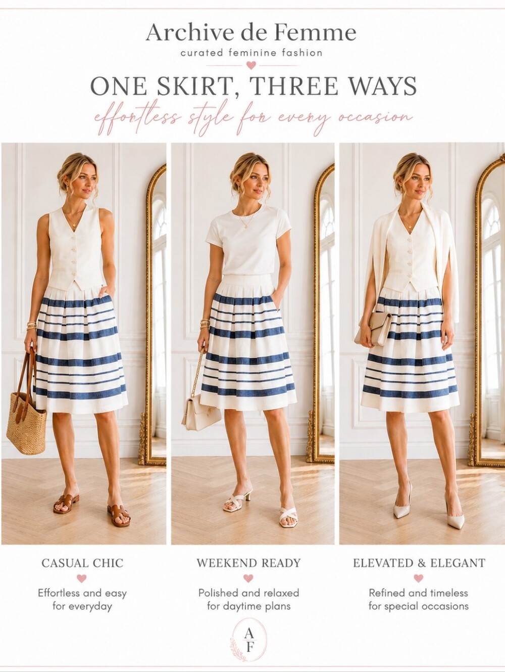 Bass & Co. Blue & White Striped Cotton A-Line Skirt | Size 14 | Classic Nautical - Picture 3 of 7